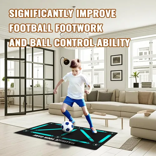 Vista 3 de Soccer Training Equipment,Soccer Training Mat Improve Strength,Agility and Coordination,Anti-Slip Silent Absorption Soccer Footwork Training