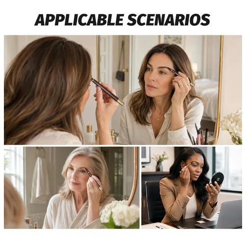 Vista 4 de Lápiz de cejas, 2 bolígrafos de cejas de microblading impermeables, 4 puntas precisas para mujeres, para crear cabello sin esfuerzo como cejas