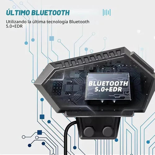 Vista 3 de Auriculares para Casco de Motocicleta Headset Estéreo Bluetooth Auriculares Inalámbricos Manos Libres Micrófono Auriculares Reproductor de Música