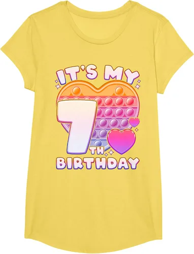 Vista 33 de Pop-it Birthday Girl 7 años de edad, Push it Pop Fidget Bubble Camiseta, Negro