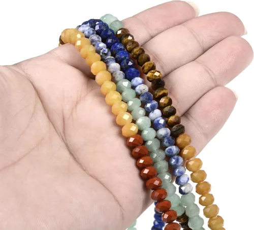 Vista 3 de 7 chakras piedras preciosas de 0.236 in de piedras preciosas facetadas Rondelle sueltas cuentas para hacer joyas DIY cuentas de 16 pulgadas