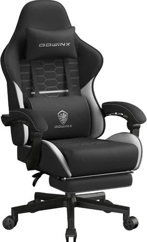 Vista 14 de Dowinx Silla de juegos de tela con cojín de resorte de bolsillo, silla de juegos de masaje con reposacabezas, silla ergonómica para computadora