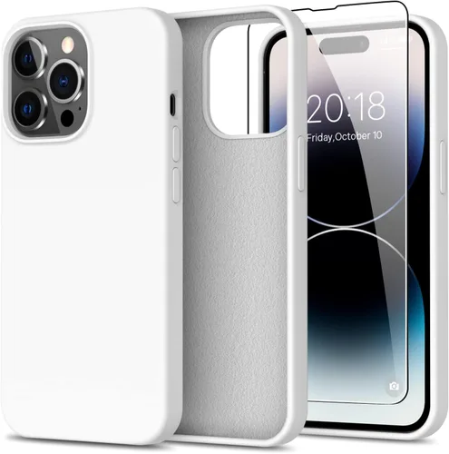 Vista 40 de bemal Funda para iPhone 14 Pro con protector de pantalla, silicona líquida de ajuste delgado, forro de microfibra suave, diseñada para mujeres
