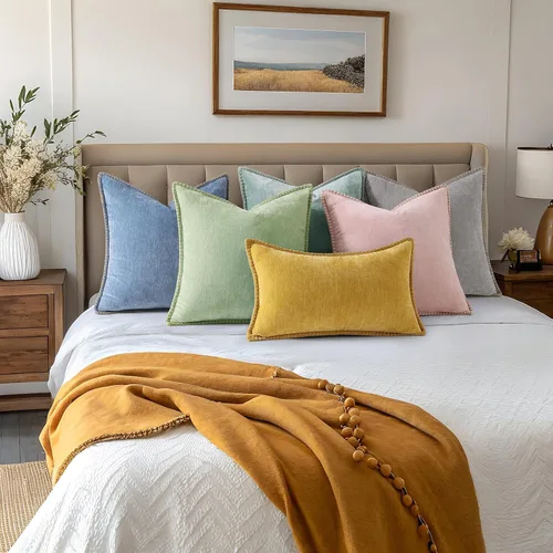 Vista 7 de decorUhome Juego de 2 fundas de almohada de felpilla suave y acogedora de otoño de 12 x 12 pulgadas, fundas decorativas modernas de terciopelo Aqua