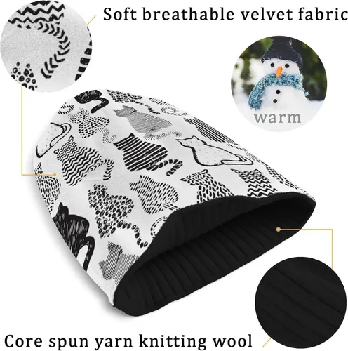 Vista 2 de Naanle Gorro de invierno para mujer, elástico, holgado, cálido, para invierno, color blanco y negro, gorro de esquí para mujer
