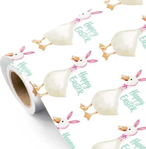 Vista 17 de WRAPAHOLIC Bookish Bunny - Rollo de papel de regalo, 17 pulgadas x 16.5 pies, conejo vintage con papel de regalo para niños y niñas, baby shower