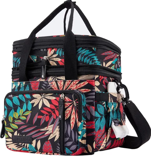 Vista 9 de MOV COMPRA Bolsas de almuerzo para hombres y mujeres, lonchera negra para adultos, para el trabajo, ampliable, a prueba de fugas, doble cubierta