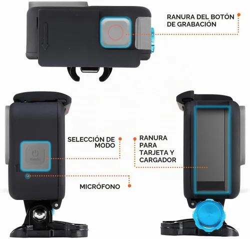 Vista 6 de MiPremium Carcasa con marco para GoPro Hero 8, color negro. Kit de accesorios de montaje de jaula protectora con tornillo de aluminio y hebilla
