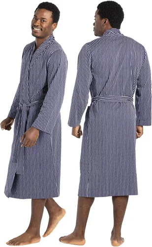 Vista 2 de PajamaGram Mens Summer Robe with Pockets - Men Lightweight 100% Cotton Robe House Coat for Men, Men's Bathrobe