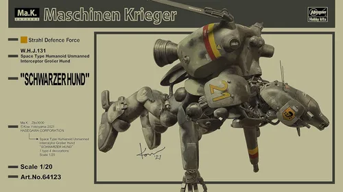 Vista 5 de Hasegawa - Kit de modelo de interceptor humanoide no tripulado tipo espacial 1:20 'Großer Hund Schwarzerhund' (Ma.K.)