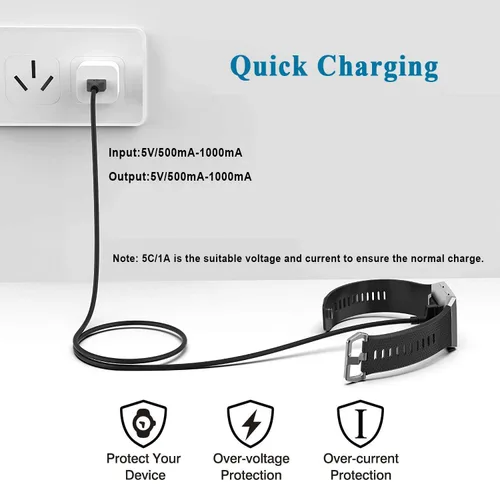 Vista 4 de Cable de carga compatible con cargador Fitbit Ionic, adaptador de cable de cargador USB de repuesto de 3.3 pies para reloj inteligente iónico