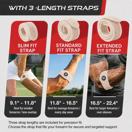 Vista 4 de Sleeve Stars - Codera de Codo de Tenis para Mujeres - Correa de Tenis Ajustable, Codera de Codo de Golfista para Hombres, Contrafuerza para Codo