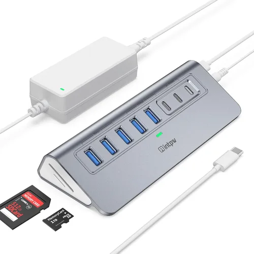 Vista 15 de Hub USB alimentado de 10 Gbps, intpw YH6AC Plus 10 puertos USB 3.2 Hub