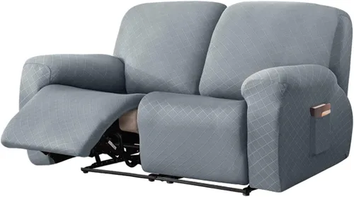 Vista 7 de vctops Funda reclinable con diamantes de 4 piezas, funda elástica para sofá reclinable de 1 plaza, protector suave y sólido para muebles con correa