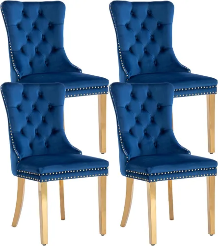 Vista 79 de Juego de 2 sillas de comedor de terciopelo beige, modernas sillas de cocina tapizadas