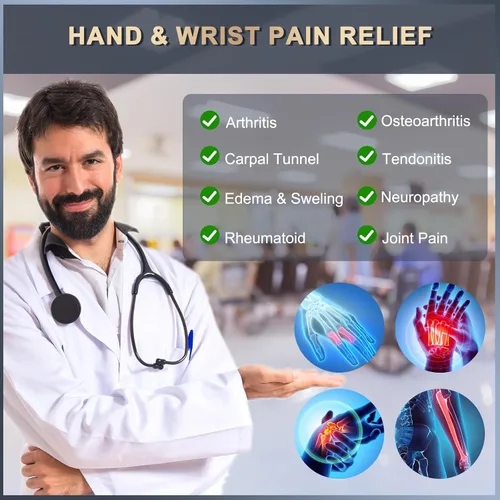 Vista 4 de Guantes largos de compresión de cobre para artritis para mujeres y hombres, guantes médicos de compresión para brazos y manos, guantes de presión