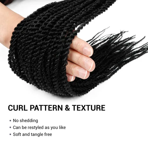 Vista 5 de AU-THEN-TIC Cabello senegalés con trenzas de ganchillo de 22 pulgadas, paquete de 2 paquetes de 40 mechones por paquete, extensiones de cabello