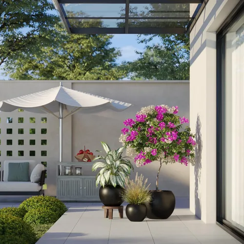 Vista 20 de DTY Fiberstone - Maceta tipo globo para interiores y exteriores, maceta esférica ligera para olivo, Monstera y palma, piedra de fibra de vidrio