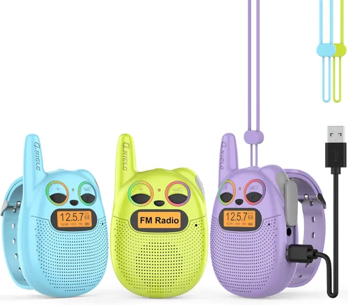 Vista 16 de Qniglo Walkie Talkies para niños recargables, paquete de 2 unidades, juguetes de regalo de Navidad y cumpleaños para niños de 3 a 12 años