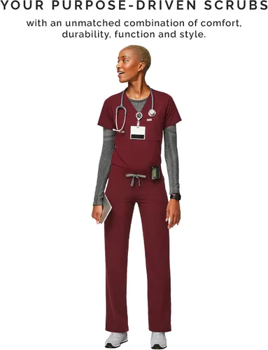 Vista 6 de FIGS Livingston - Pantalones médicos básicos para mujer, cintura de yoga, 2 bolsillos, ajuste clásico de pierna recta