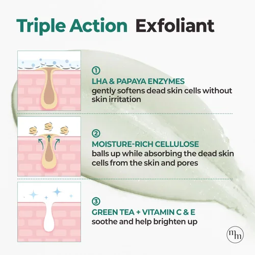 Vista 6 de MOTHER MADE Gel exfoliante facial vegano con té verde, vitamina E, ácido hialurónico, 3.38 onzas líquidas. Exfoliante facial suave y natural