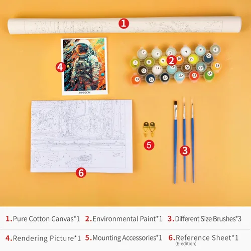 Vista 3 de TUMOVO Pintura por números para adultos y niños – Kit de pintura acrílica de astronauta colorido, 16 x 20 pulgadas