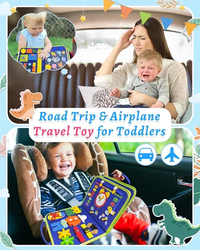Vista 3 de Exorany Busy Board Juguetes Montessori para Niños Pequeños y Niñas Regalos de Cumpleaños, Juguetes Sensoriales para Niños Pequeños, Actividades