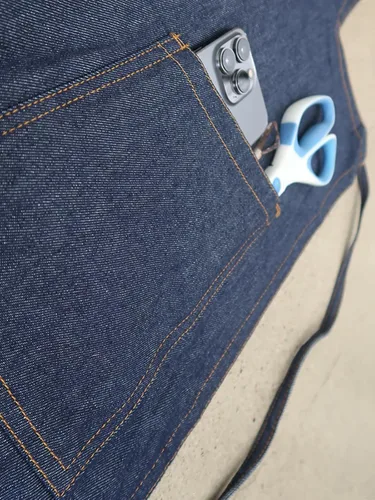 Vista 7 de BLUE DENIM, el delantal original dividido superpuesto para alfareros, chefs, jardineros, artistas, hombres y mujeres