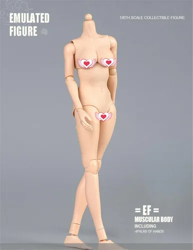 Vista 5 de Cuerpo de figura femenina a escala 1/6, piel pálida femenina busto grande medio sin costuras figura de acción flexible colección de muñecas