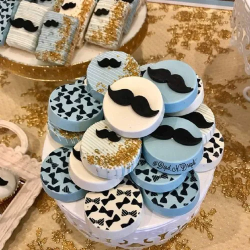 Vista 2 de JeVenis Molde para pastel de hombre, pajarita, bigote, fondant, para baby shower, fiesta, bigote, decoración de pasteles