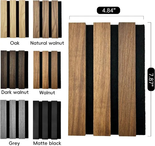 Vista 2 de RITOLLO Paneles de madera para pared de 4.92 x 7.68 pulgadas, paneles acústicos para decoración de pared interior, panel de absorción de sonido
