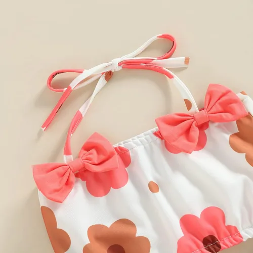 Vista 5 de Traje de baño para niña pequeña, traje de baño para bebé, traje de baño de 3 piezas, traje de playa de verano, pantalones cortos, sombrero