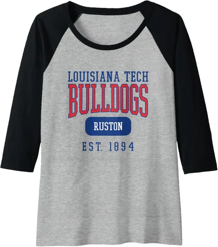 Vista 10 de Louisiana Tech Bulldogs Founded Date Raglan Baseball Tee, Negro