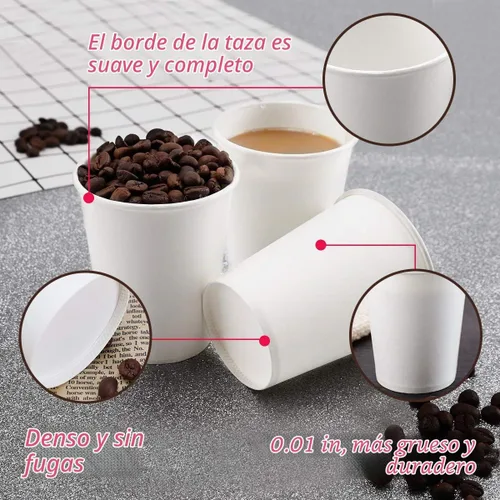 Vista 2 de Vasos de papel blanco – Paquete de 50, 8 onzas desechables, tazas de café caliente y agua