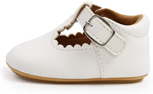 Vista 8 de QWZban Zapatos planos Mary Jane para bebés y niñas con Bownot, suela suave, suela suave, piel sintética, recién nacidos, primeros pasos, para fiesta