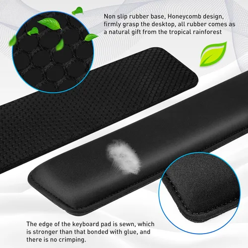Vista 3 de Reposamuñecas Yolanda para Teclado/Almohadilla - Gel Refrescante - Bordes Cosidos - Accesorio Ergonómico para Teclado, Negro