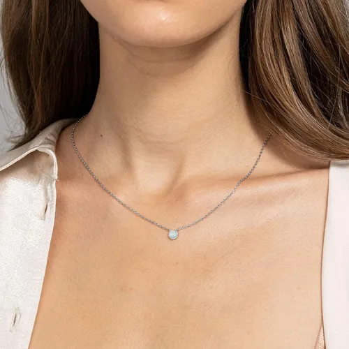 Vista 2 de PAVOI Collar de ópalo blanco creado chapado en oro de 14 quilates Collares de ópalo para mujer