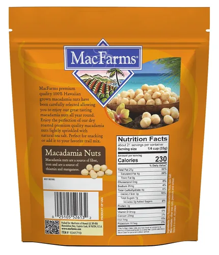 Vista 2 de Nueces de macadamia Nueces de macadamia tostadas secas de MacFarms 24 onzas (1 paquete) - Nueces tostadas premium con sal marina fresca de Hawaii