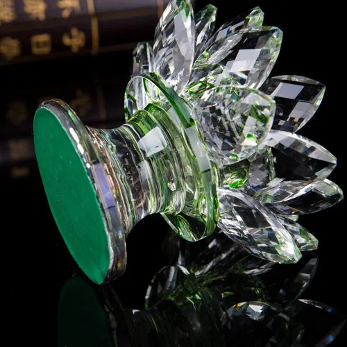 Vista 5 de Portavelas de loto de cristal, portavelas de flor de loto, soporte para velas votivas de pétalos de loto con base de cristal, candelabro de loto