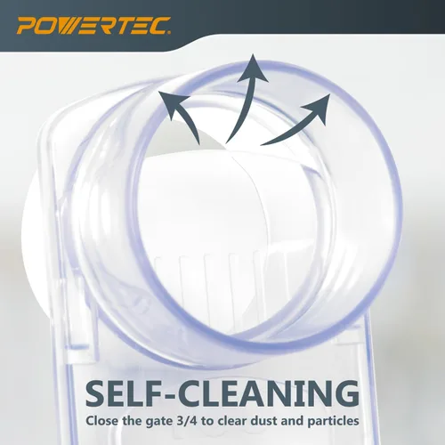 Vista 6 de POWERTEC Kit de accesorios de recolección de polvo de 2-1/2 pulgadas con conectores transparentes, puertas de chorro y abrazaderas de manguera