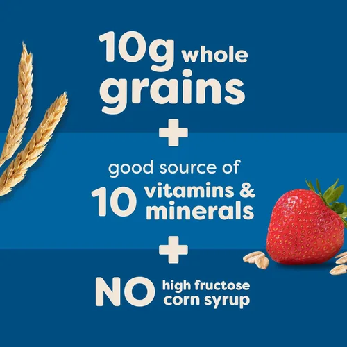 Vista 9 de Barras de desayuno Nutri-Grain, hechas con granos enteros de 0.35 oz, barras de aperitivos, fresa, caja de 10.4 onzas (8 unidades)