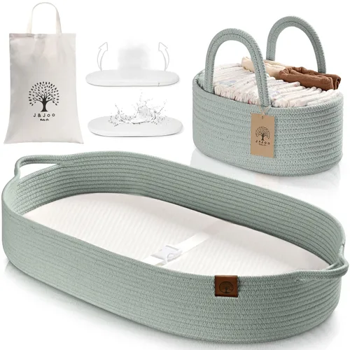 Vista 9 de Cesta cambiador de bebé incluye pañalera, suave e impermeable, de doble cubierta, portátil, cambiador para tocador y cambiador, regalo para baby