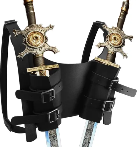 Vista 6 de SMARCH Funda medieval de cuero para espada y rana para hombre, piratas vikingos renacentistas, cosplay, accesorios para fiestas de Halloween, LARP