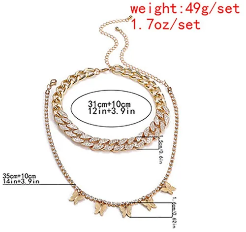 Vista 7 de Denifery - Collar con cadena de eslabones cubanos con mariposa gargantilla con colgante para mujer hip hop gargantilla punk joyería para mujeres