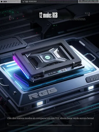 Vista 3 de llano V10 Almohadilla de Refrigeración para Laptop de Juegos, Enfriador de Laptop RGB con Potente Ventilador Turbo Externo de 4.72 Pulgadas