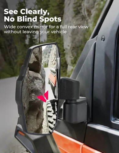 Vista 2 de KEMIMOTO Espejos laterales mejorados, de gran tamaño, montados en puerta, compatibles con Polaris Ranger 1000 570 Northstar XP SP 2018-2025 2026