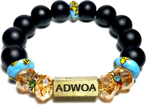 Vista 31 de Pulseras africanas tradicionales con nombre nacido en el día para mujeres de Ghana, materiales naturales, ajuste cómodo y holgado
