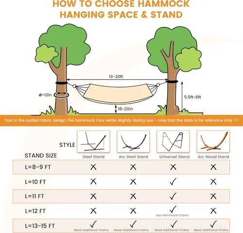 Vista 7 de Lazy Daze Hammocks Hamaca de tela acolchada de 12 pies con almohada suave, hamaca doble para 2 personas con barra separadora para patio exterior