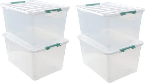 Vista 10 de Contenedores de almacenamiento apilables, contenedores de almacenamiento debajo de la cama con tapas, organizador de zapatos, contenedores