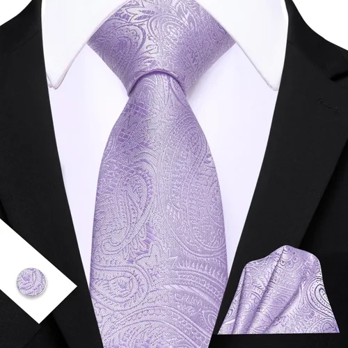 Vista 153 de Barry.Wang - Juego de corbata de seda para hombre, diseño de cachemira, pañuelo y gemelos de bolsillo